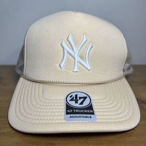 '47 Brand New York Yankees Trucker‎ Snapback Baseball Hat Cap Beige Sand Tan NEW